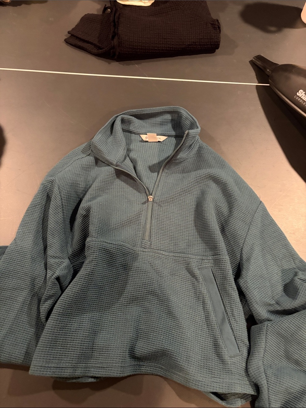 Womens Quarter-Zip Waffle Knit Pullover Sweater
